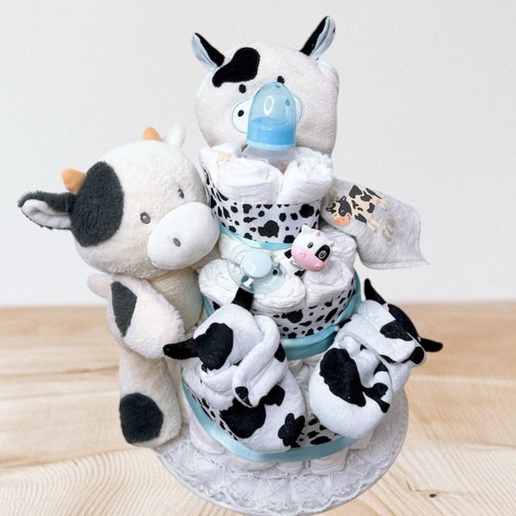 Cow Diaper Cake Farm Baby Shower Gift